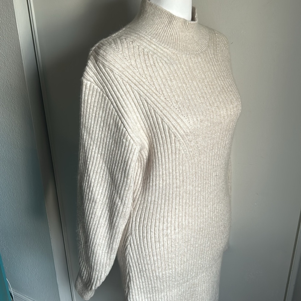 New H & M Fitted Mock Neck Plush Ribbed Long Sleeve Sweater Dress - Picture 2 of 12